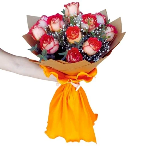 Ramo de 12 rosas bicolor importadas